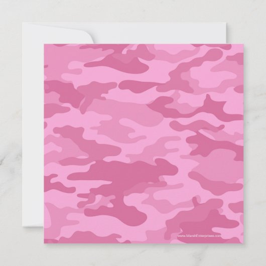 Rosa Camouflage Brautparty oder Vertragspartei Einladung (Rückseite)