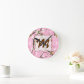 Rosa Camouflage Camouflage Monogramm erste Wall-Uh Runde Wanduhr (Zuhause)
