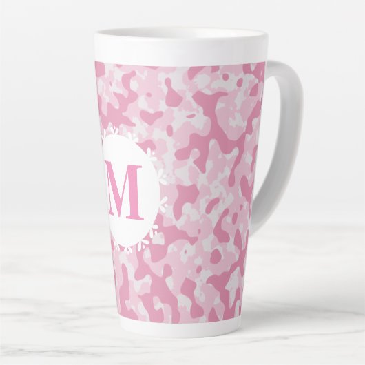 Rosa Camouflage Camouflage Monogramm Initial Milchtasse (Rechte Ecke)