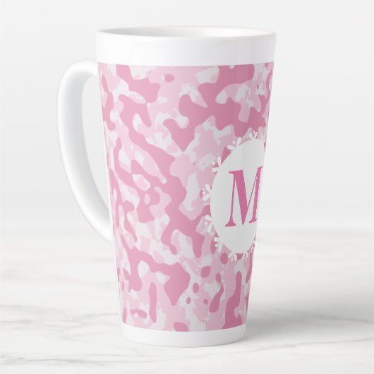 Rosa Camouflage Camouflage Monogramm Initial Milchtasse (Linke Ecke)