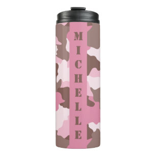 Rosa Camouflage Camouflage Monogramm Name Rosa Thermosbecher