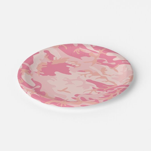 Rosa Camouflage. Camouflage Pappteller (Schrägansicht)