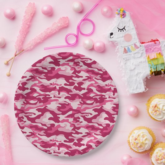 Rosa Camouflage Camouflage Pappteller (Party)