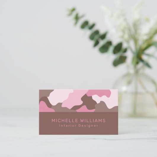 Rosa Camouflage Camouflage Pattern Moderne Berufli Visitenkarte (Stehend Vorderseite)