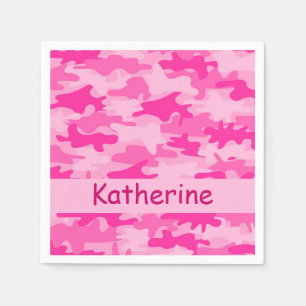 Rosa Camouflage Camouflage Personalisiert Name Par Serviette