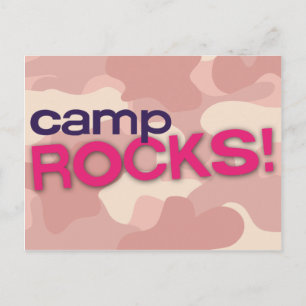 Rosa Camouflage CAMP ROCKS! Postkarte