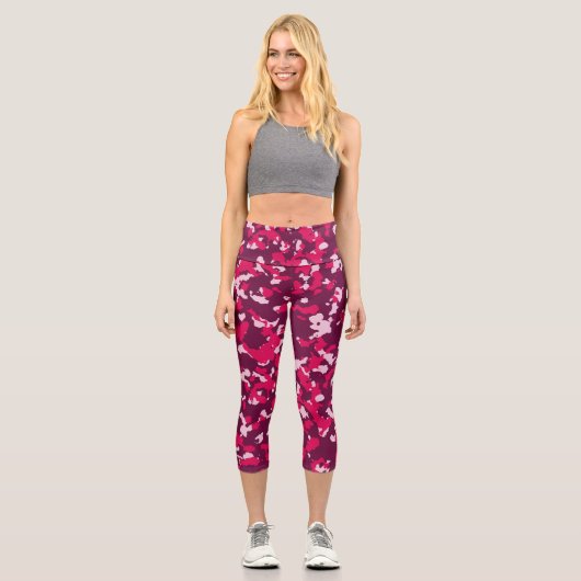 Rosa Camouflage Capri Leggings (Vorderseite)