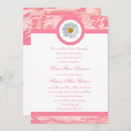 Rosa Camouflage Einladung zur Hochzeit (Vorne/Hinten)
