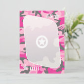 Rosa Camouflage-Einladungen Einladung (Stehend Vorderseite)