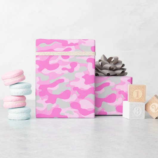 Rosa Camouflage Geschenkpapier (Babyparty)
