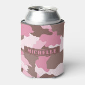 Rosa Camouflage Girly Camouflage Monogram Name Dosenkühler (Kanne Vorderseite)