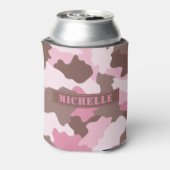 Rosa Camouflage Girly Camouflage Monogram Name Dosenkühler (Kanne Rückseite)