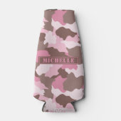 Rosa Camouflage Girly Camouflage Monogram Name Flaschenkühler (Vorderseite)
