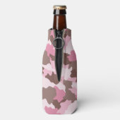 Rosa Camouflage Girly Camouflage Monogram Name Flaschenkühler (Flasche Rückseite)
