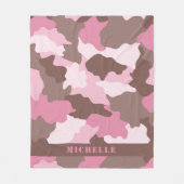 Rosa Camouflage Girly Camouflage Monogramm Name Fleecedecke (Vorderseite)