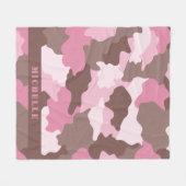Rosa Camouflage Girly Camouflage Monogramm Name Fleecedecke (Vorderseite (Horizontal))