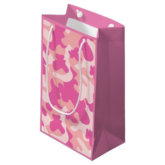 Rosa Camouflage-Girly Geschenk-Tasche Kleine Geschenktüte (Vorderseite Schrägansicht)