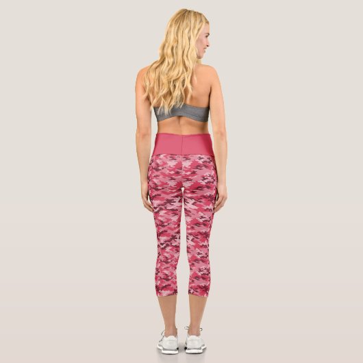 Rosa Camouflage Hochwaisted Capris (Rückseite)
