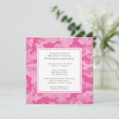 Rosa Camouflage Kinderdusche oder Party Einladung (Stehend Vorderseite)