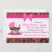 Rosa Camouflage Kinderdusche Party Einladung (Vorderseite)