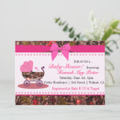 Rosa Camouflage Kinderdusche Party Einladung (Stehend Vorderseite)