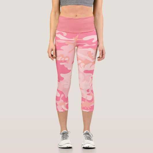Rosa Camouflage, Militär, Armee Capri Leggings (Vorderseite)