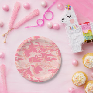 Rosa Camouflage, Militär, Armee Pappteller