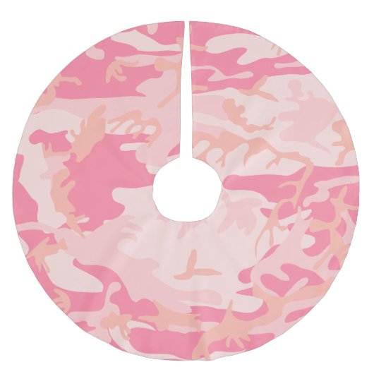 Rosa Camouflage, Militär, Armee Polyester Weihnachtsbaumdecke (Vorderseite)