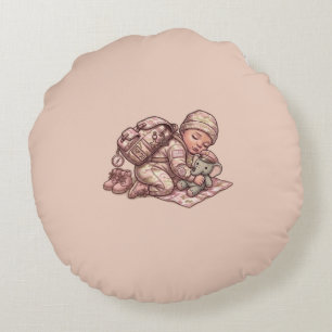 Rosa Camouflage Militär Baby Mädchen Rundkissen Rundes Kissen