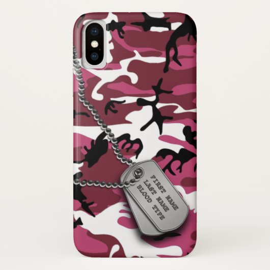 Rosa Camouflage mit Hundeplaketten Case-Mate iPhone Hülle (Rückseite)
