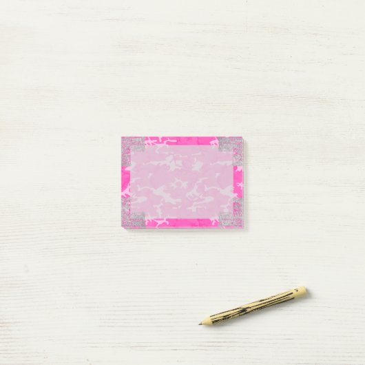 Rosa Camouflage mit Imitat-Glitzer Post-it Klebezettel (Auf Schreibtisch)
