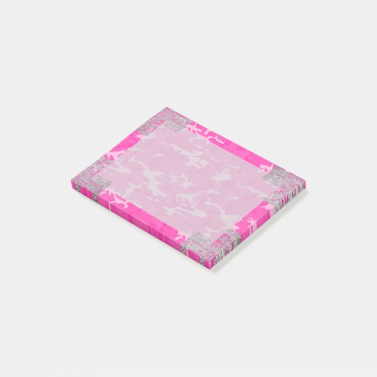 Rosa Camouflage mit Imitat-Glitzer Post-it Klebezettel (angewinkelt)
