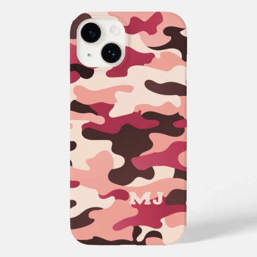 Rosa Camouflage mit Initialen Case-Mate iPhone Hülle (Rückseite)