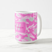 Rosa Camouflage mit Personalisierung   Kaffeetasse (VorderseiteRechts)