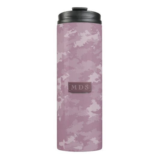 Rosa Camouflage Modernes Camouflage Monogram Elega Thermosbecher (Vorderseite)