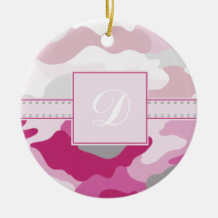 Rosa Camouflage-Monogramm Keramik Ornament