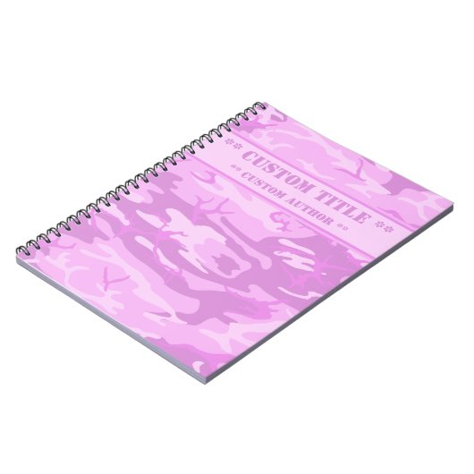 Rosa Camouflage Notebook mit Titel/Autor-Block Notizblock (Linke Seite)