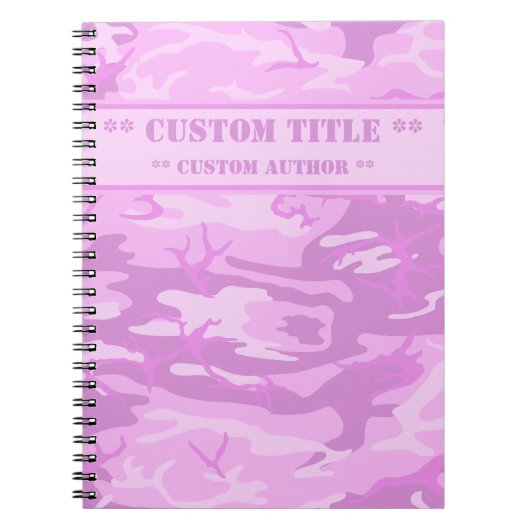 Rosa Camouflage Notebook mit Titel/Autor-Block Notizblock (Vorderseite)