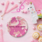 Rosa Camouflage-Papierplatte Pappteller (Party)