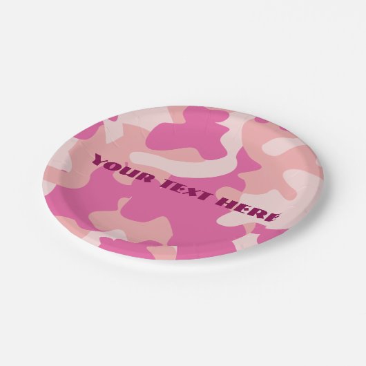 Rosa Camouflage-Papierplatte Pappteller (Schrägansicht)