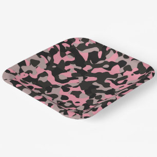 Rosa Camouflage Pappteller