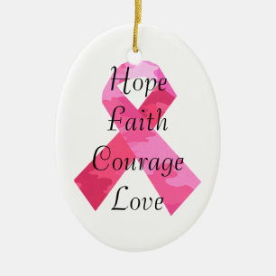 Rosa Camouflage Ribbon Faith Oval Ornament