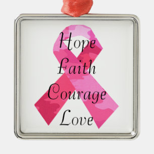 Rosa Camouflage Ribbon Faith Square Ornament Aus Metall