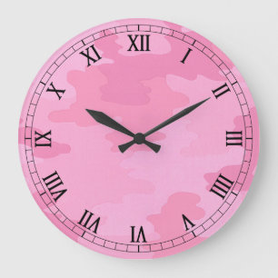 Rosa Camouflage Rundrömische Numerischen Uhr