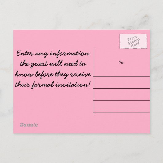 Rosa Camouflage Save the Date Ankündigungspostkarte (Rückseite)