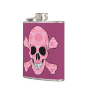 Rosa Camouflage Schädel und Kreuzbein Flasche Flachmann (Links)