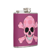 Rosa Camouflage Schädel und Kreuzbein Flasche Flachmann (Rechts)