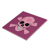 Rosa Camouflage Schädel und Kreuzknochen Fliese (Seite)