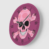 Rosa Camouflage Schädel und Kreuzknochen Römische Große Wanduhr (Winkel)