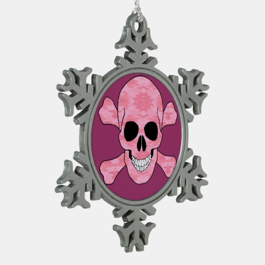 Rosa Camouflage Skull and Crossbones Snowflake Orn Schneeflocken Zinn-Ornament (Links)